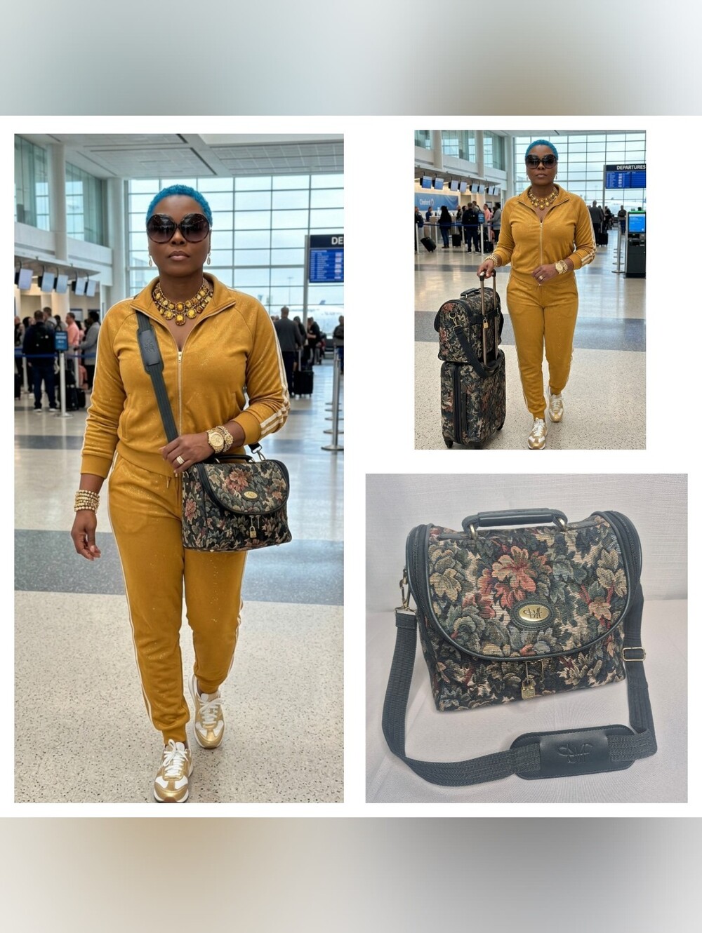 Floral Tapestry Vintage Travel Bag